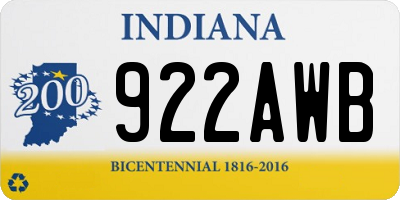 IN license plate 922AWB