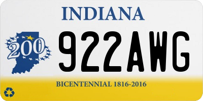 IN license plate 922AWG
