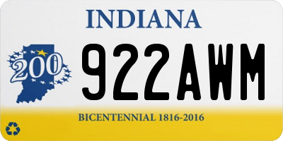 IN license plate 922AWM