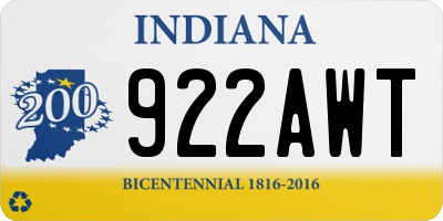 IN license plate 922AWT