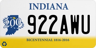 IN license plate 922AWU