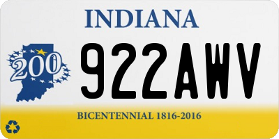 IN license plate 922AWV