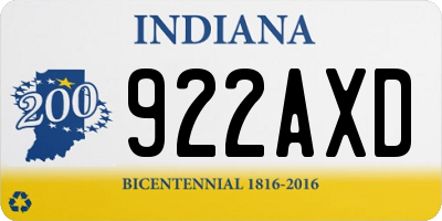 IN license plate 922AXD
