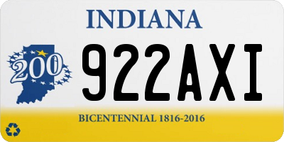 IN license plate 922AXI
