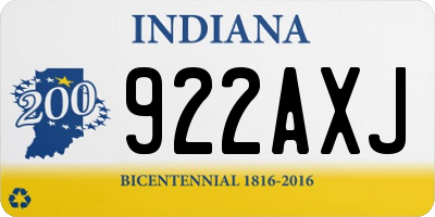 IN license plate 922AXJ