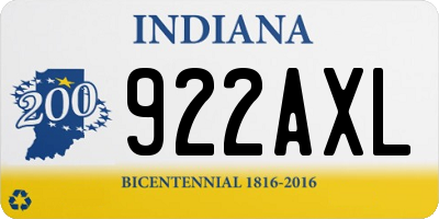 IN license plate 922AXL