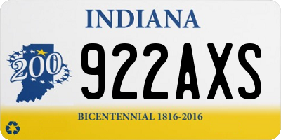 IN license plate 922AXS