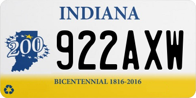 IN license plate 922AXW