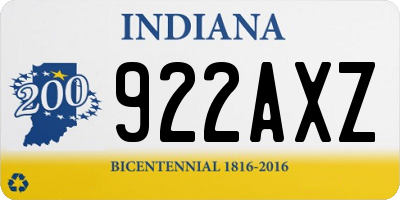 IN license plate 922AXZ