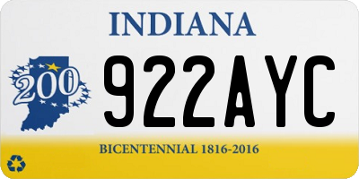 IN license plate 922AYC