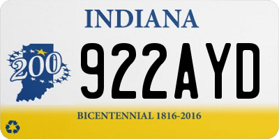 IN license plate 922AYD