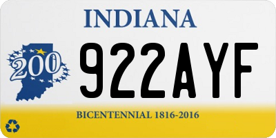 IN license plate 922AYF