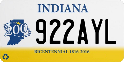IN license plate 922AYL