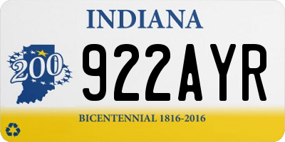 IN license plate 922AYR