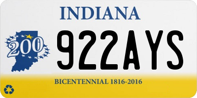IN license plate 922AYS