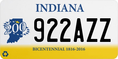 IN license plate 922AZZ