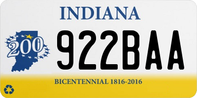 IN license plate 922BAA