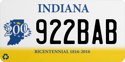 IN license plate 922BAB