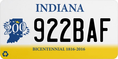 IN license plate 922BAF