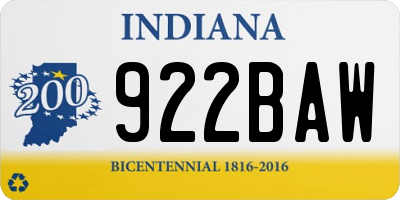 IN license plate 922BAW