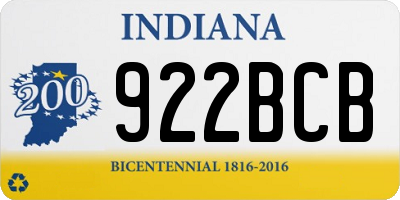 IN license plate 922BCB