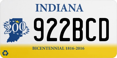 IN license plate 922BCD
