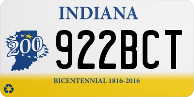 IN license plate 922BCT
