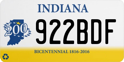IN license plate 922BDF