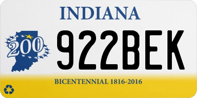 IN license plate 922BEK