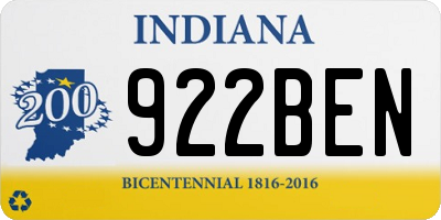 IN license plate 922BEN