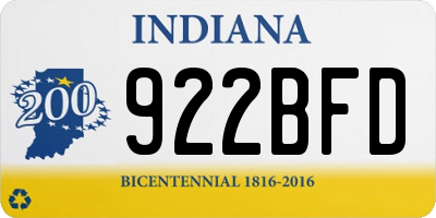 IN license plate 922BFD