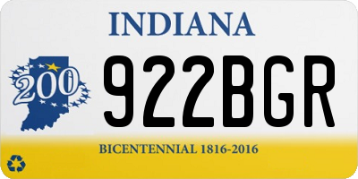 IN license plate 922BGR