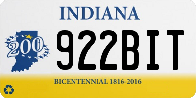 IN license plate 922BIT