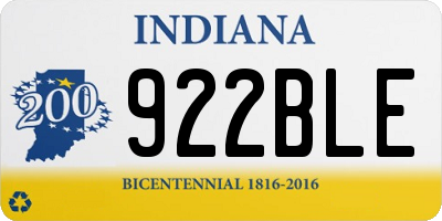 IN license plate 922BLE