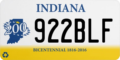 IN license plate 922BLF