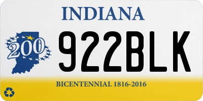 IN license plate 922BLK