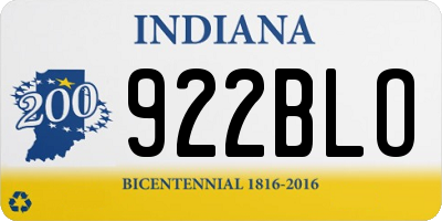 IN license plate 922BLO