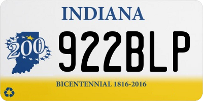 IN license plate 922BLP
