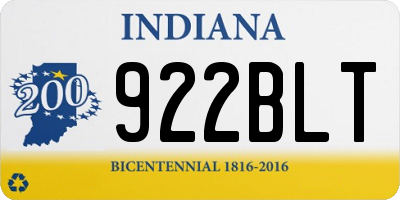IN license plate 922BLT