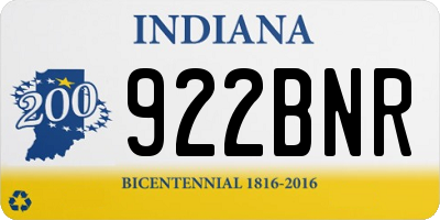 IN license plate 922BNR