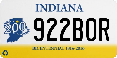 IN license plate 922BOR