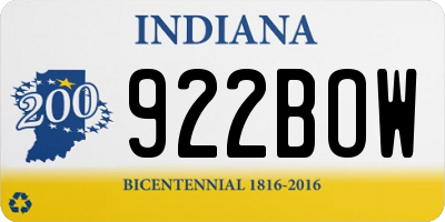 IN license plate 922BOW