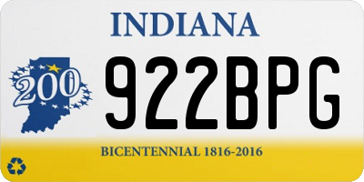 IN license plate 922BPG