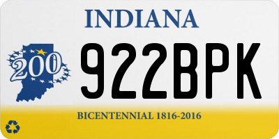 IN license plate 922BPK