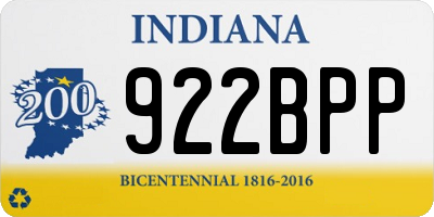 IN license plate 922BPP