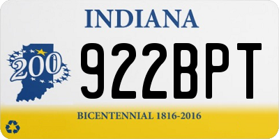IN license plate 922BPT