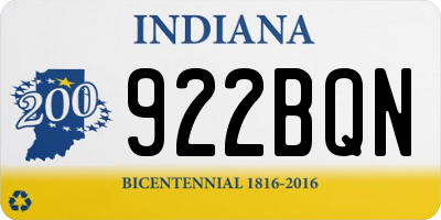 IN license plate 922BQN