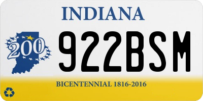 IN license plate 922BSM