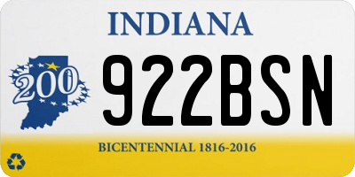 IN license plate 922BSN