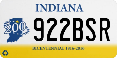 IN license plate 922BSR
